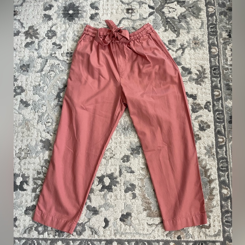 Gap pull on ruffle drawstring pants size small dessert sand